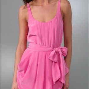 Rebecca Taylor Pink Silk Dress with tie + pockets